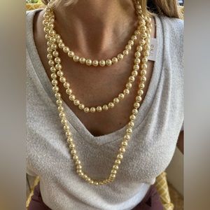 Kenneth Jay Lane Pearl long necklace with tag KJL